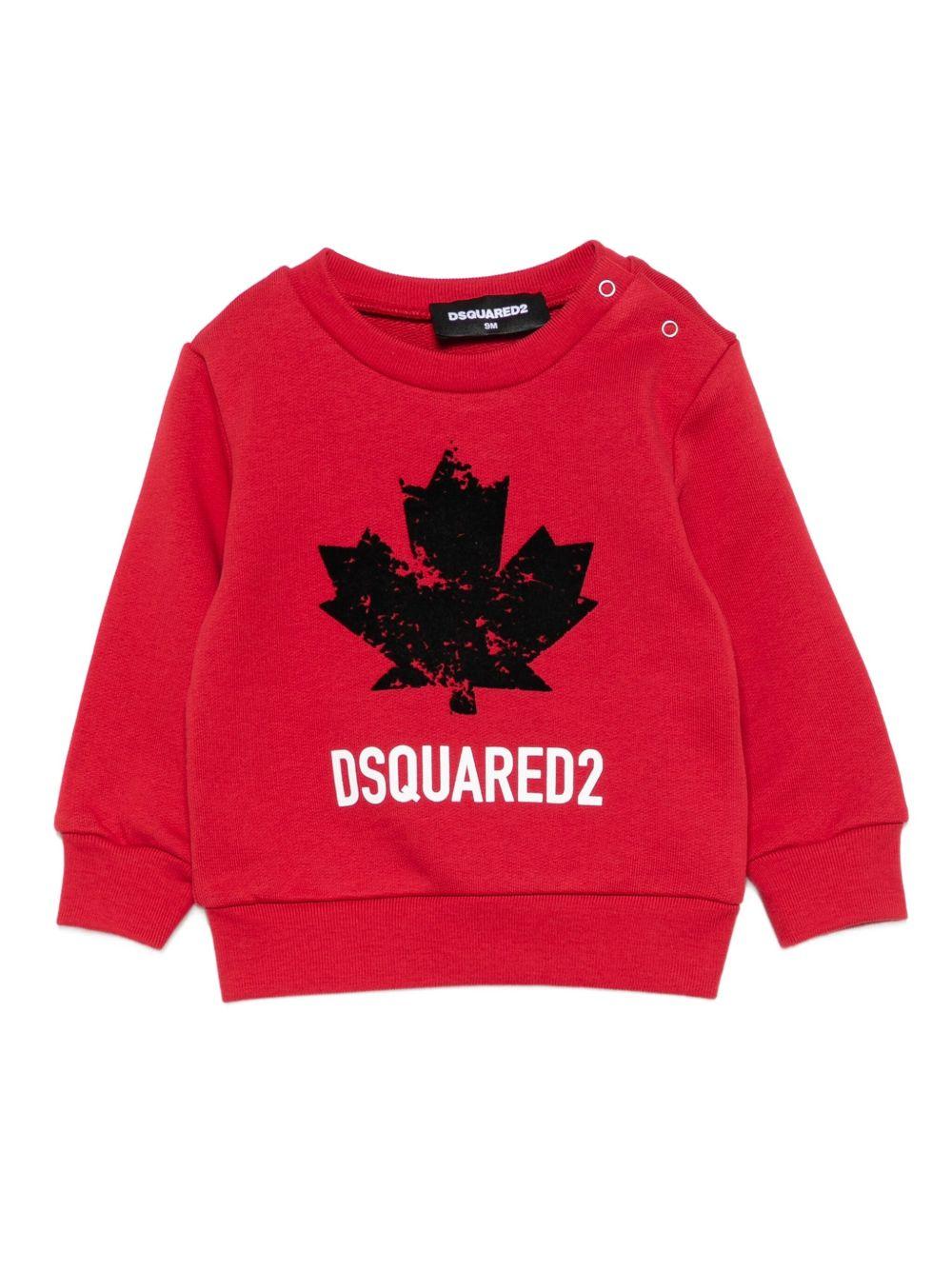 Felpa pepperoncino con grafica logo DQ3096D00ZF DQ423 DSQUARED KIDS