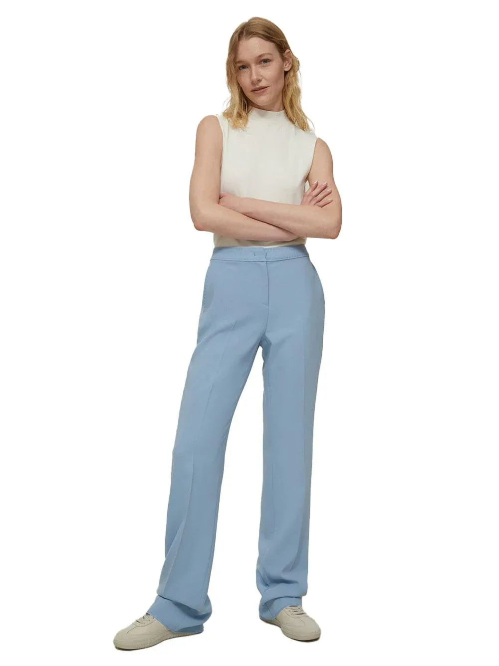 Pantalone Elenia flat azzurro - Preludio Moda