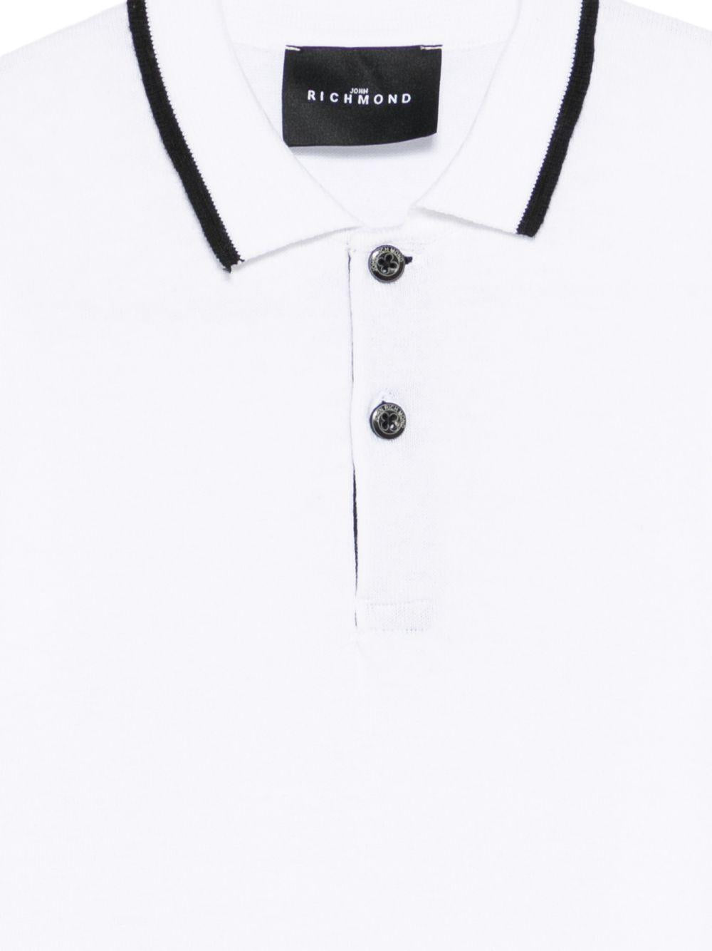 Polo in cotone con polsini logo RBP26147PO WHITE JOHN RICHMOND KIDS