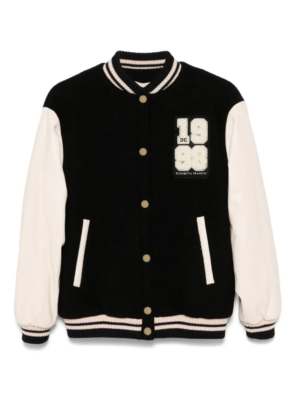 Giubbino stile college nero/burro lana - Preludio Moda