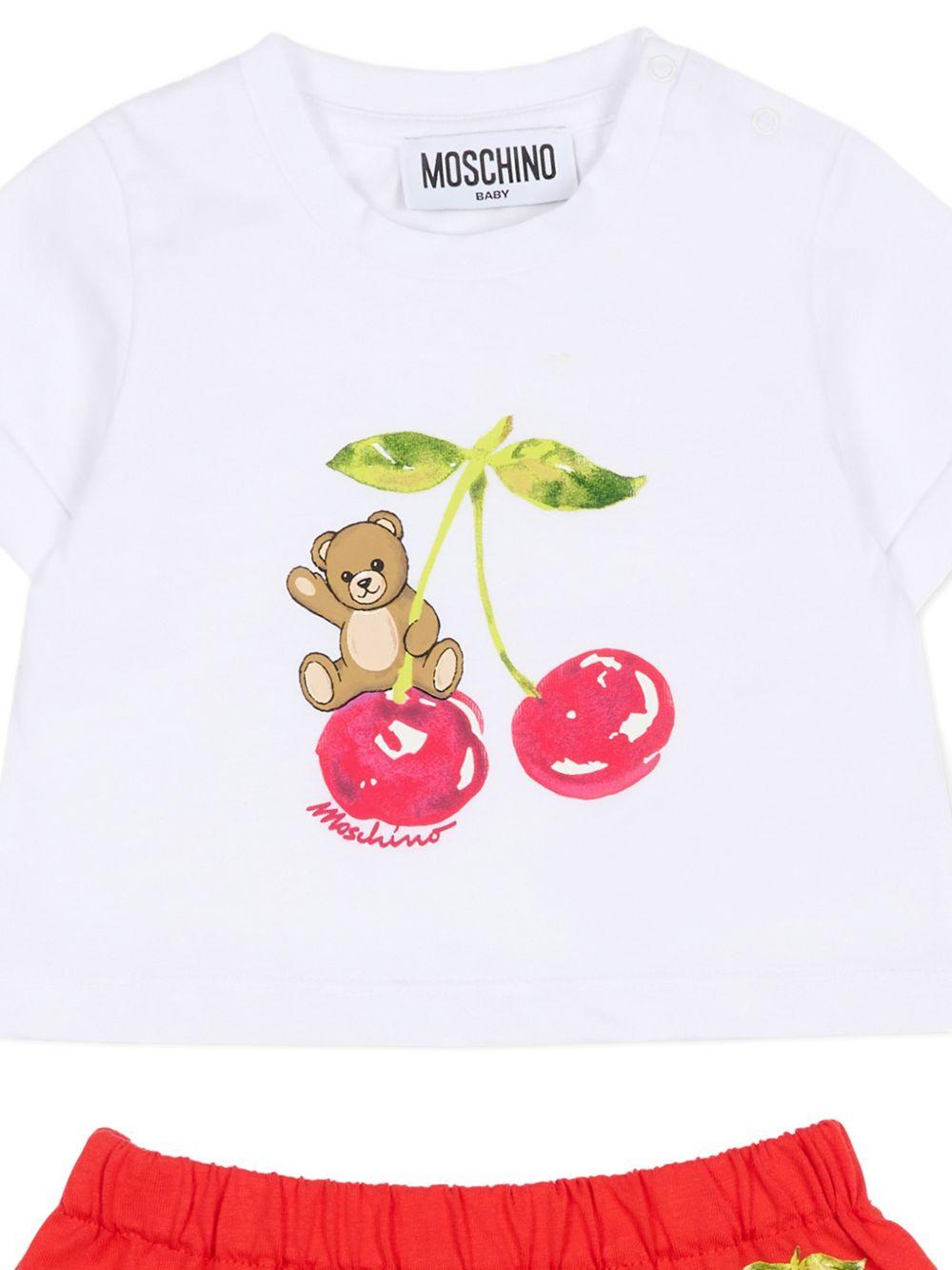 Completo t-shirt e gonna con stampa orsetto MDG01TLAA02 82298 MOSCHINO KIDS
