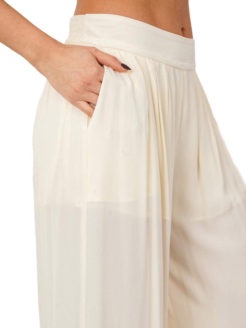 Pantalone panna semitrasparente S00559 PANNA BABYLON COLLECTION