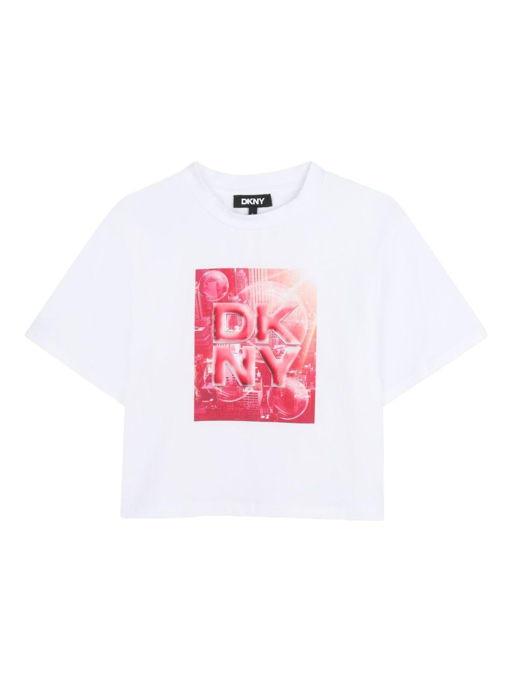 T-shirt in cotone con stampa D62621 N54 DKNY KIDS