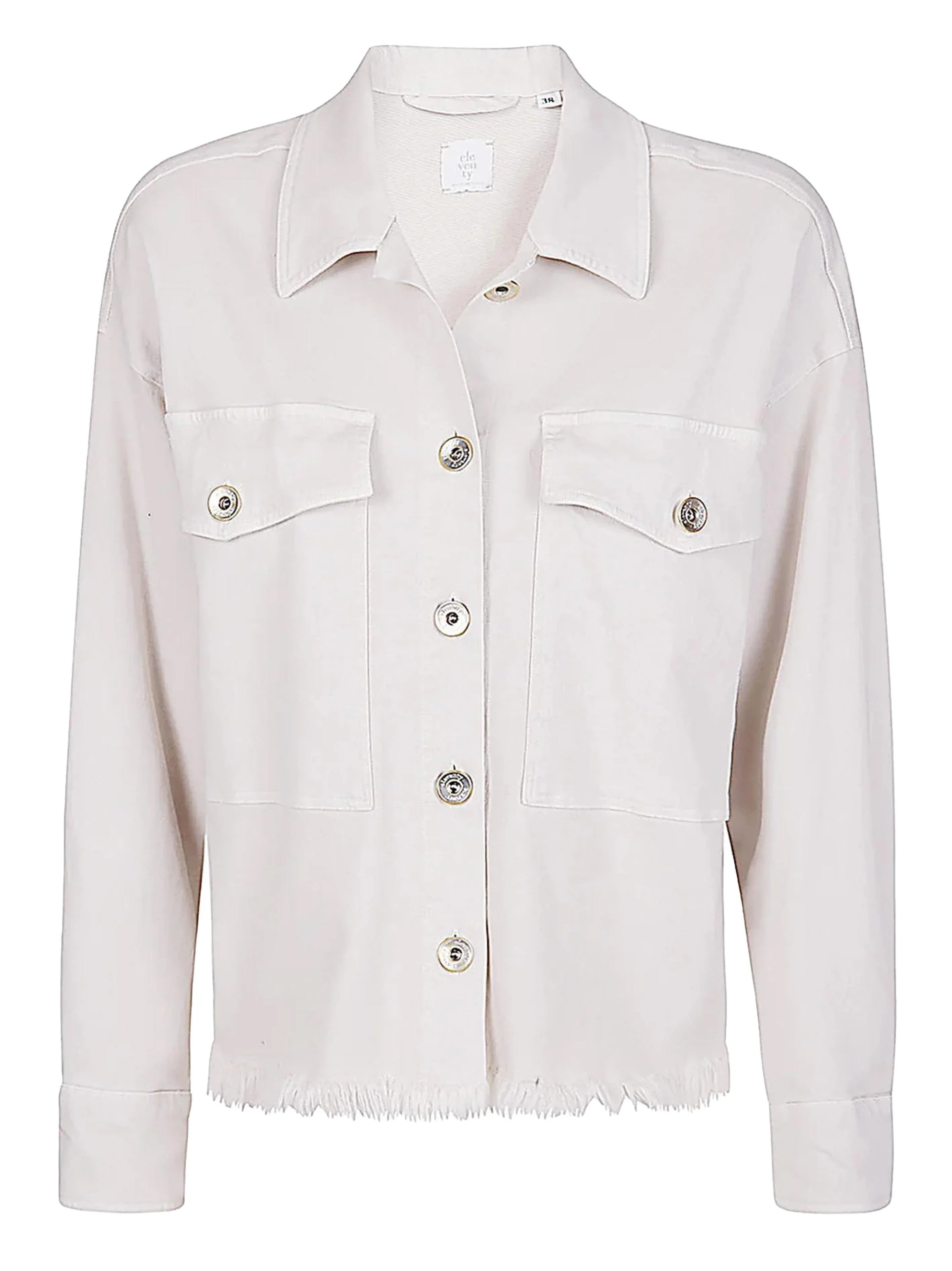 CAMICIA OVER FRANGIATA DOPPIO TASCONE SABBIA - Preludio Moda