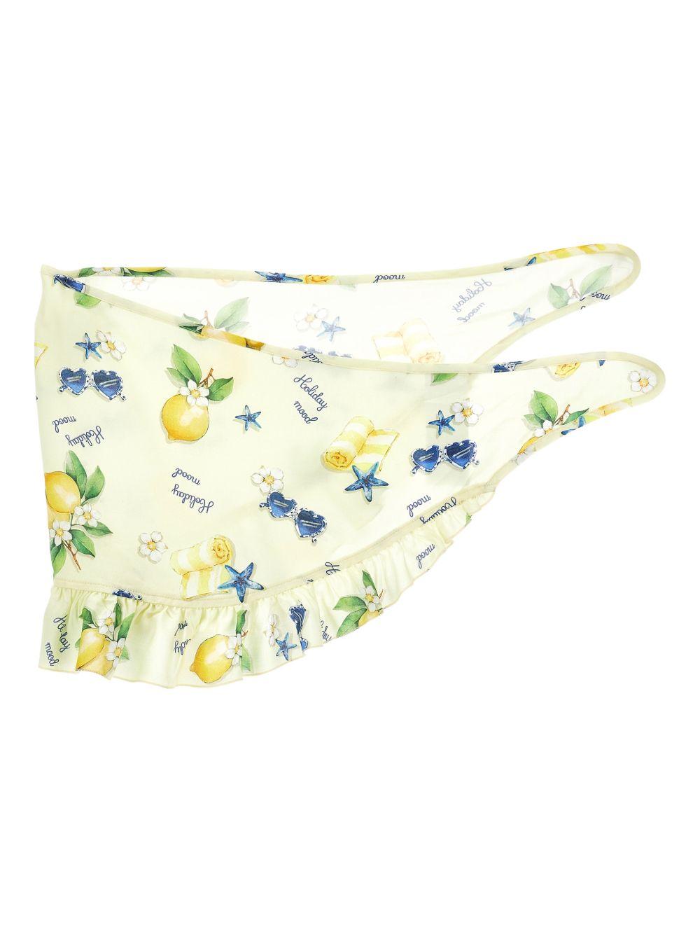 Bikini a triangolo con stampa limoni e volant 19G0087028 0014 MONNALISA KIDS