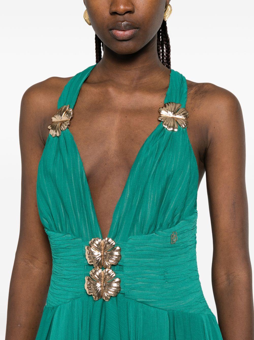 Abito lungo in poliammide scollo halter WS00901 VERDE BABYLON COLLECTION