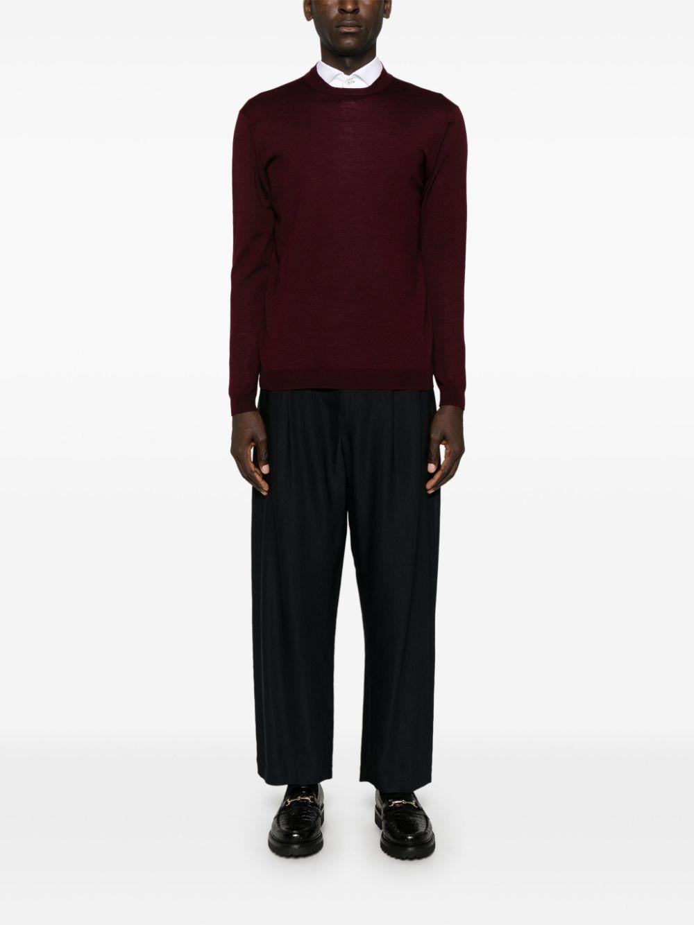 Maglione k139 bordeaux in maglia fine lana L1MFW24256687 R032 LOW BRAND