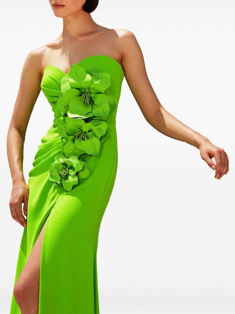 Abito verde fiori decoro<BR/> 5026 LIME MAESTRI