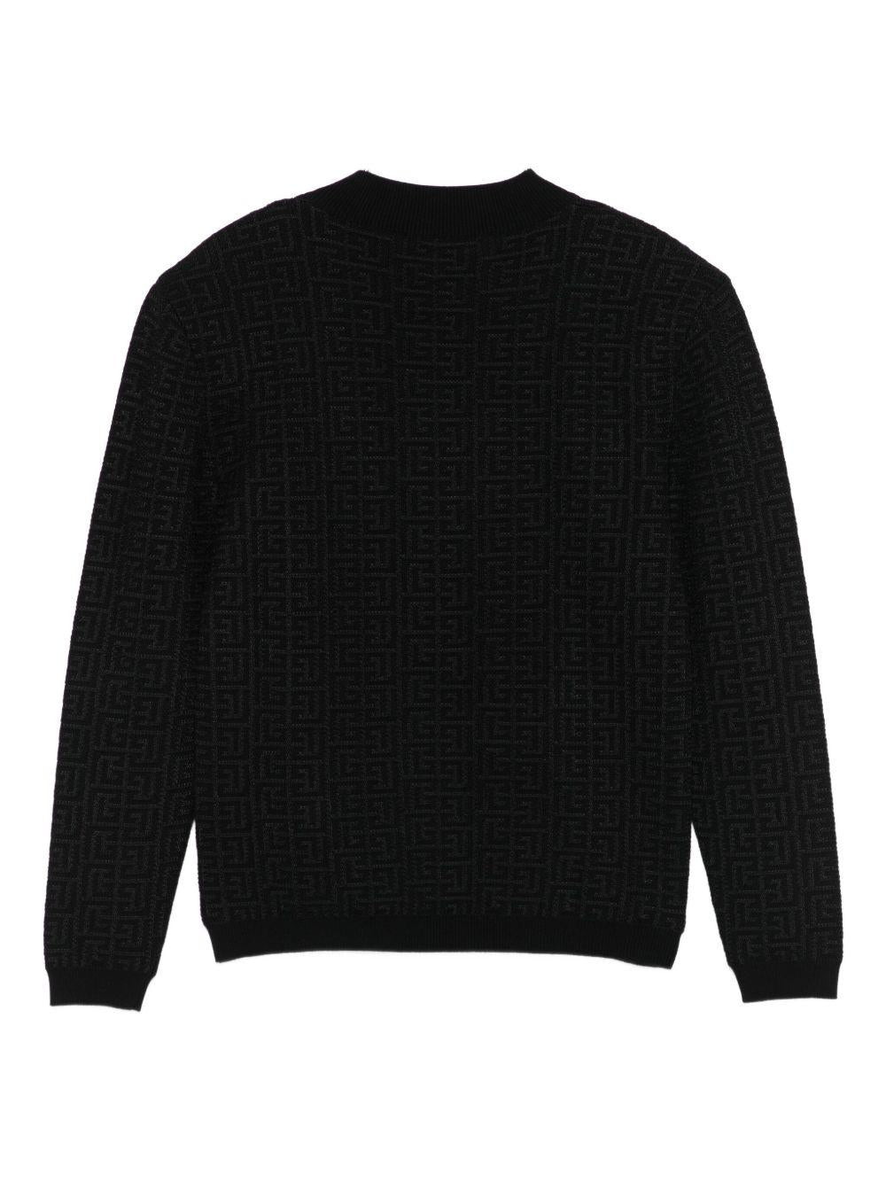 Maglione Nero con Monogramma BX9A20X0121 930 BALMAIN KIDS