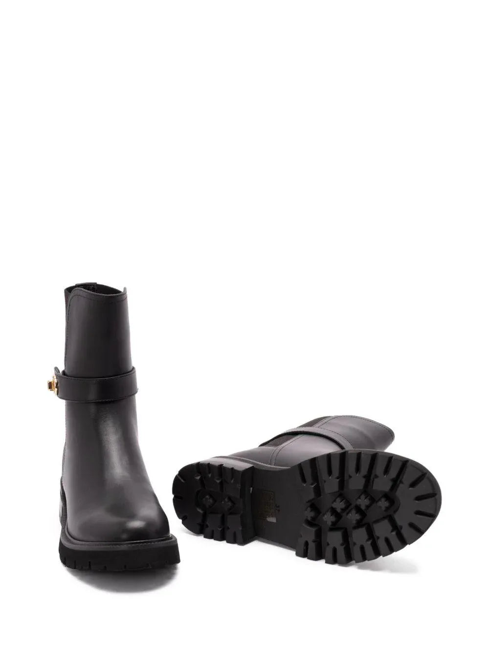 Stivali Neri con Fibbia e Tacco Largo - Preludio Moda