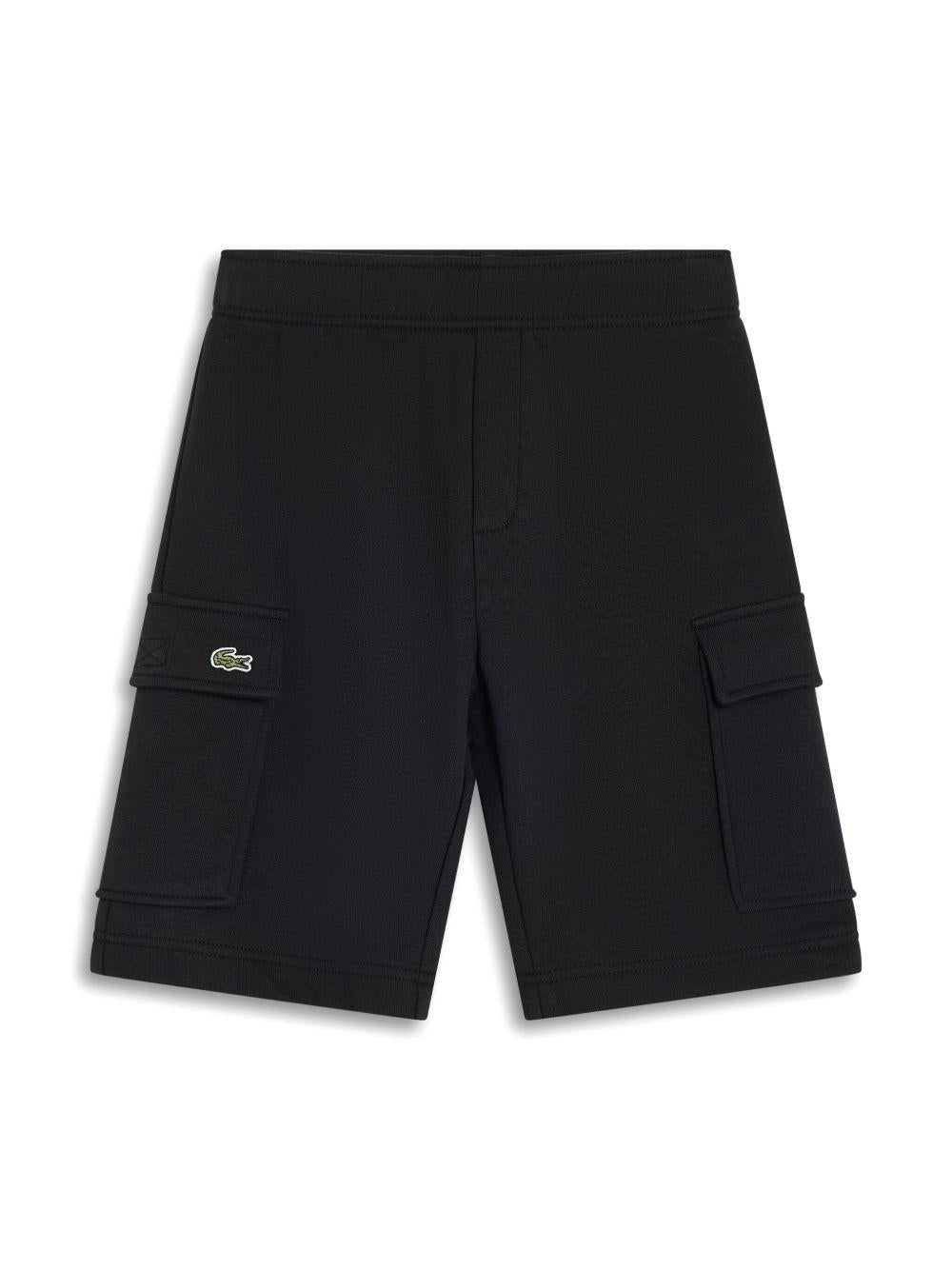 Bermuda cargo nero mini logo ricamo GJ7372 031 LACOSTE KIDS