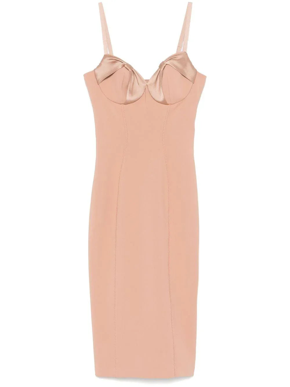 Abito in crêpe con fiocchi in raso nude - Preludio Moda