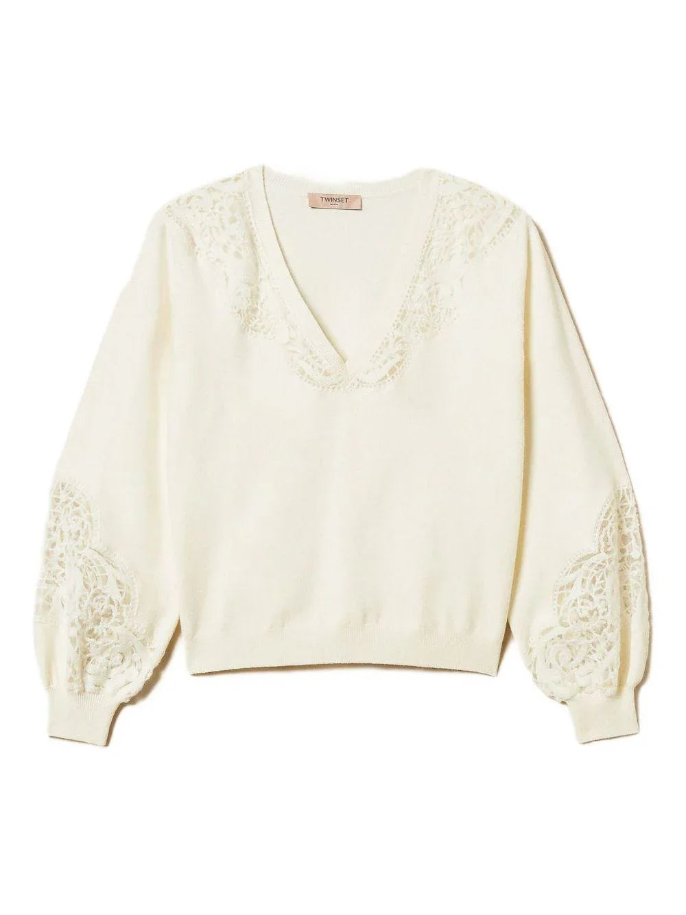 Maglione neve con scollo a V - Preludio Moda