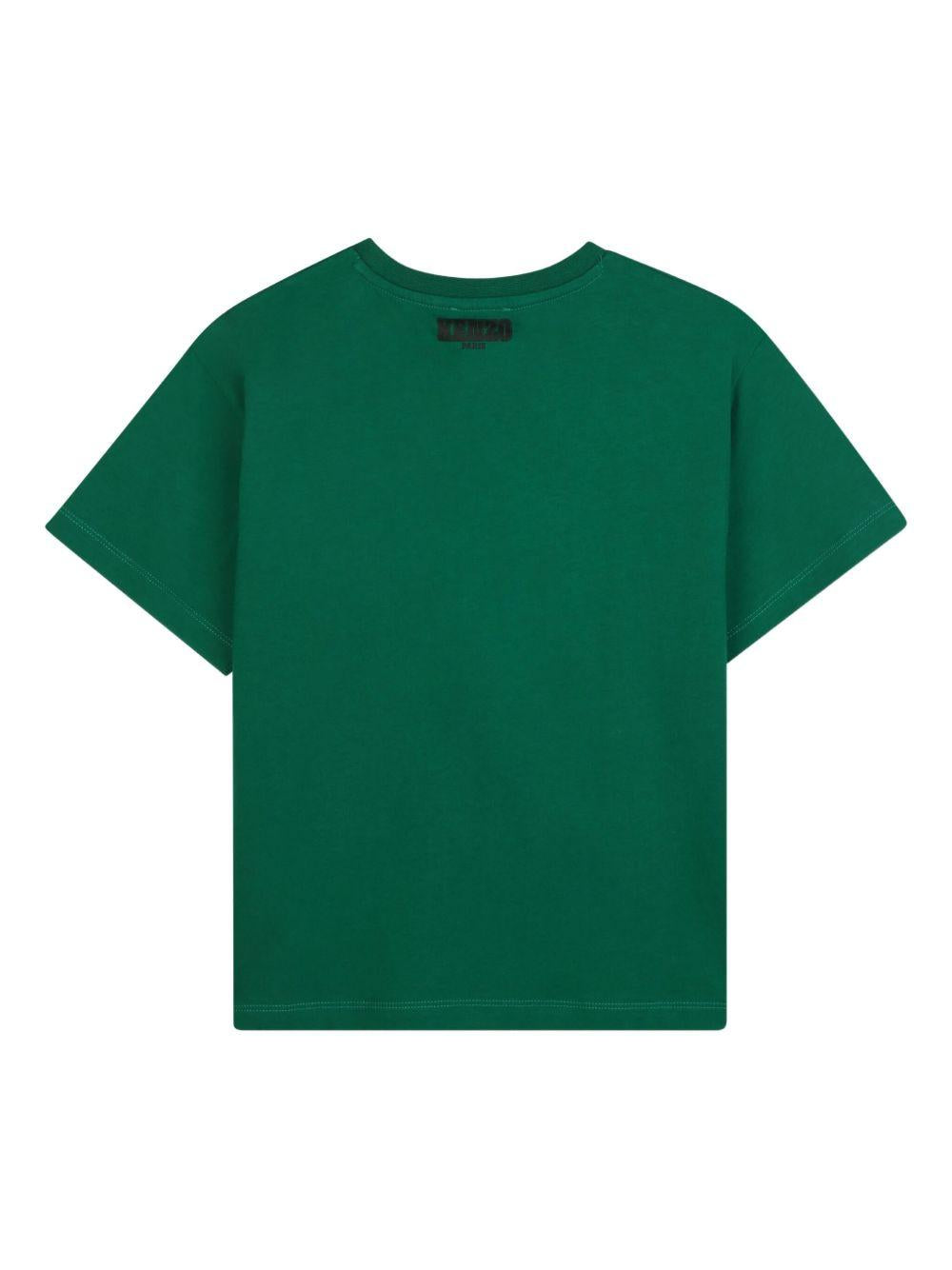 T-shirt verde con grafica Tiger K61450 67C KENZO KIDS