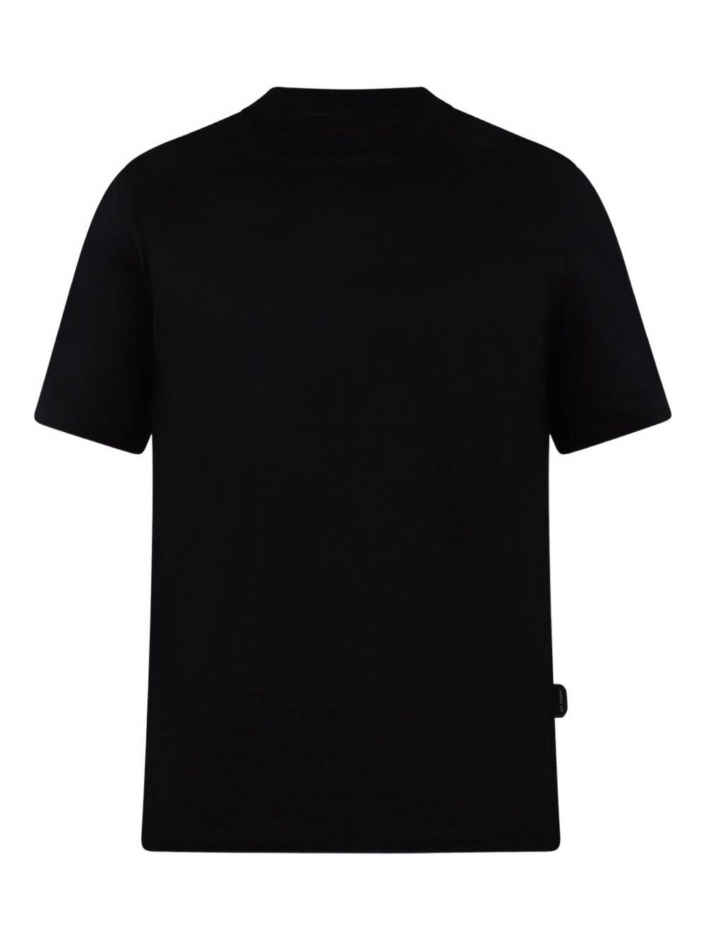 T-shirt nera basic mini etichetta laterale XM4132 NERO YES LONDON