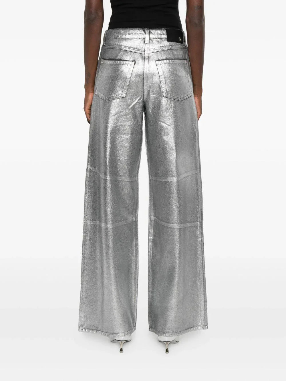 Pantaloni argento metallizzati con inserti Patrizia Pepe - Preludio Moda