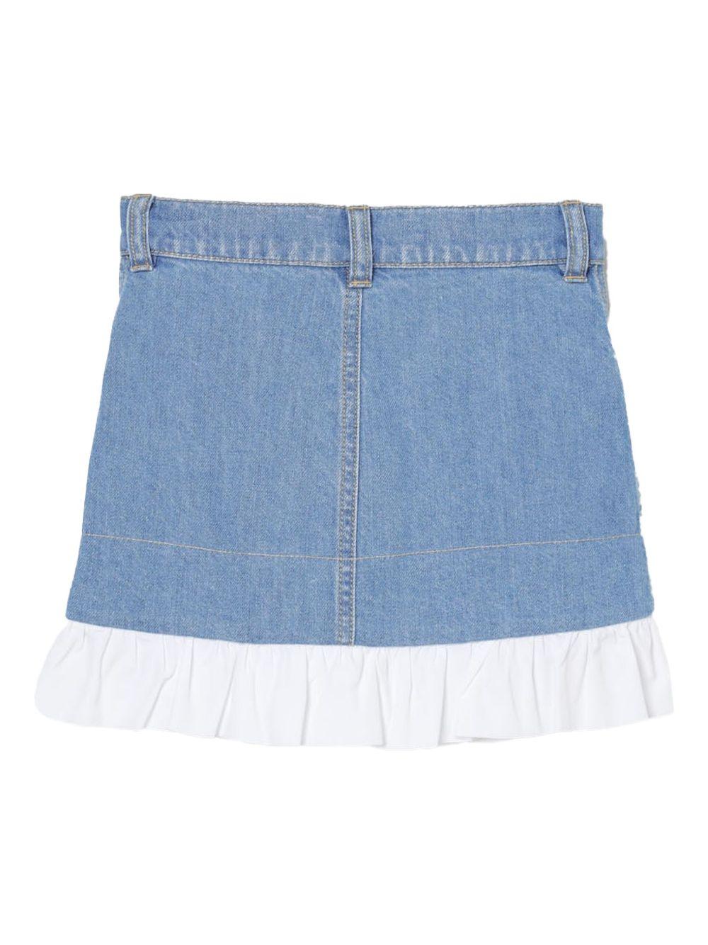 Gonna denim con orlo rouches
