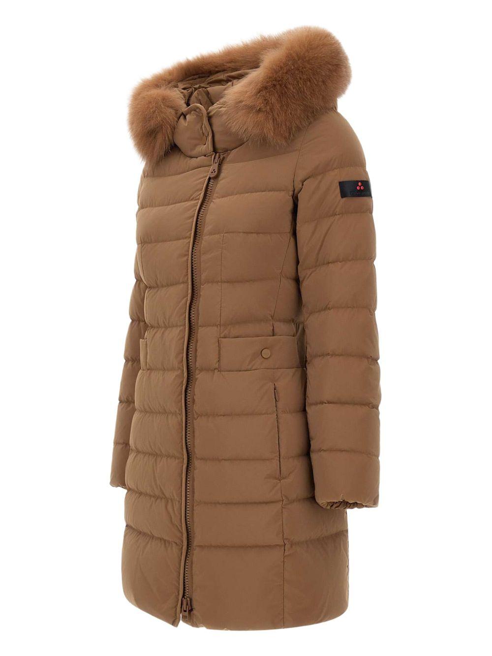 Cappotto marrone con cappuccio e pelliccia PED545801190986 894 PEUTEREY