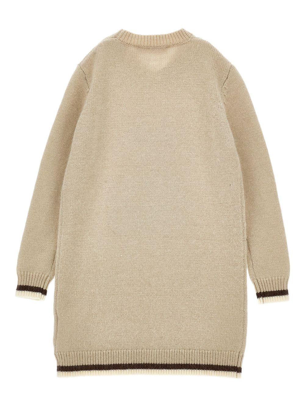 Abito Beige in Maglia con Stampa Bear 19F9166061 0002 MONNALISA KIDS