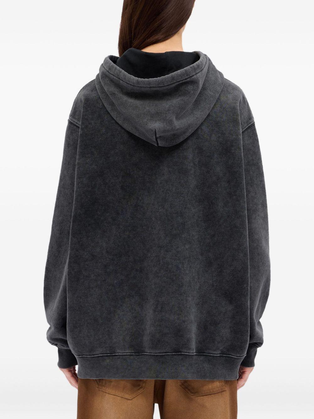 Felpa nera con cappuccio e stampa grafica - Preludio Moda