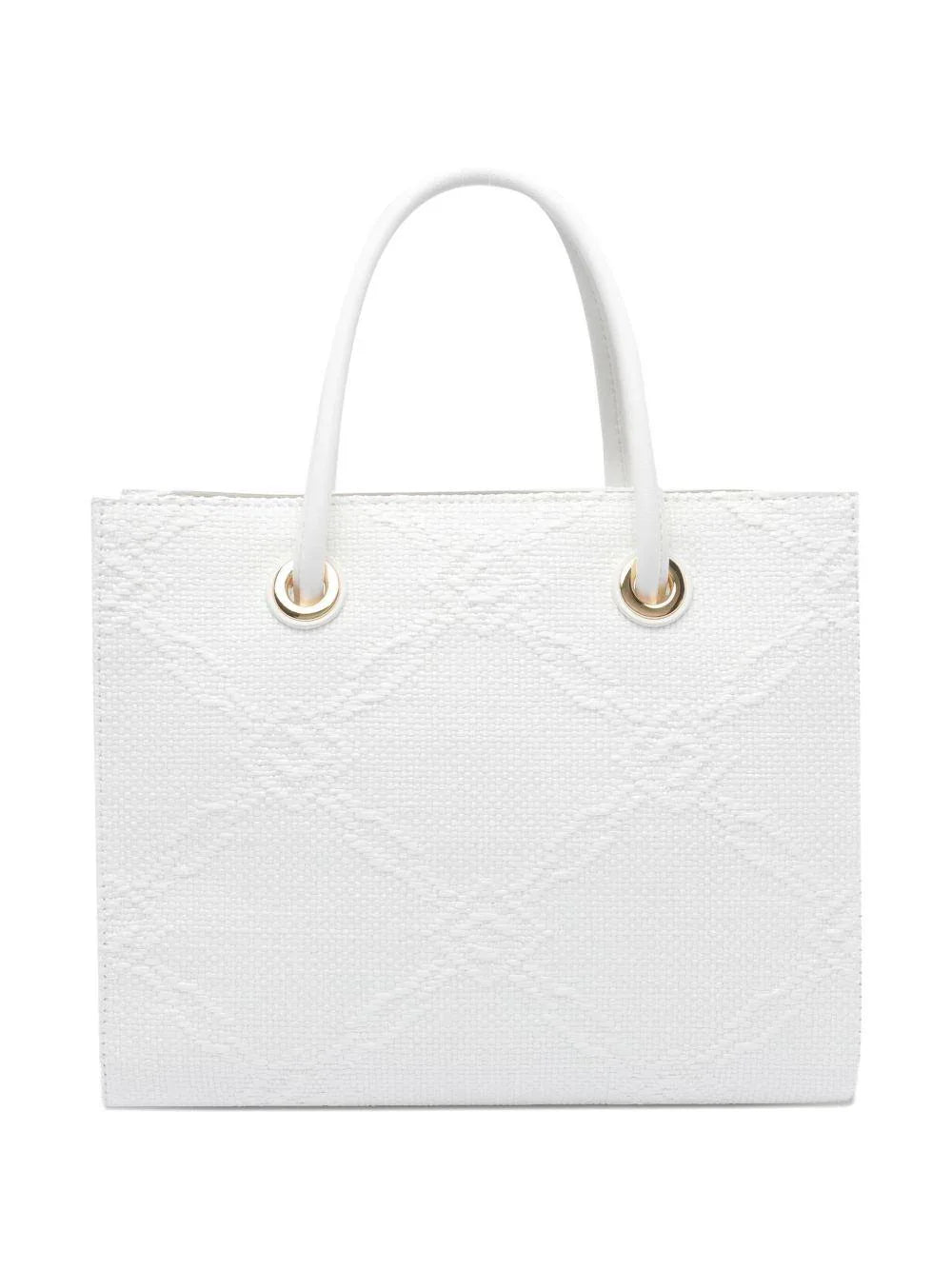 Tote piccola in rafia jacquard avorio - Preludio Moda