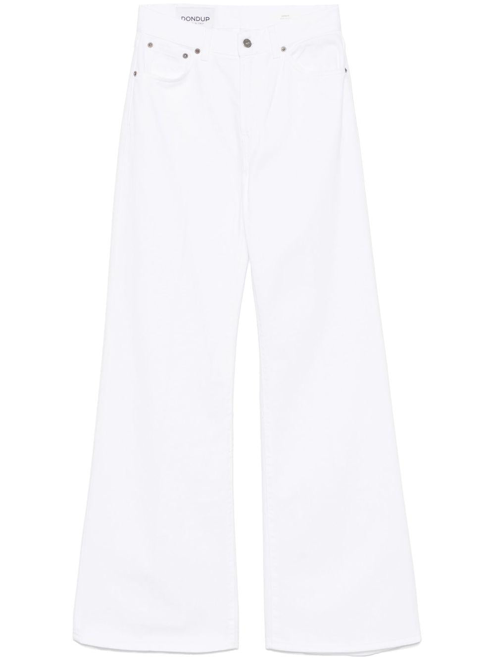 Pantalone amber bianco con ricami floreali DP619BF0014PTDW 000 DONDUP