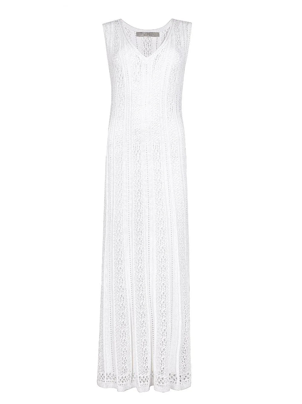 Abito bianco lungo ricami traforati - Preludio Moda