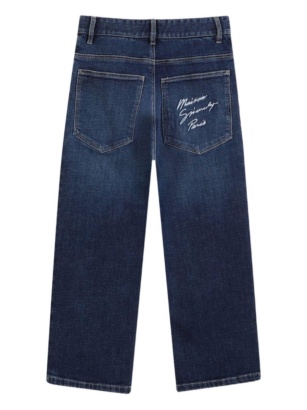 Jeans a Gamba Ampia con Dettagli Ricamati H30926 Z10 GIVENCHY KIDS