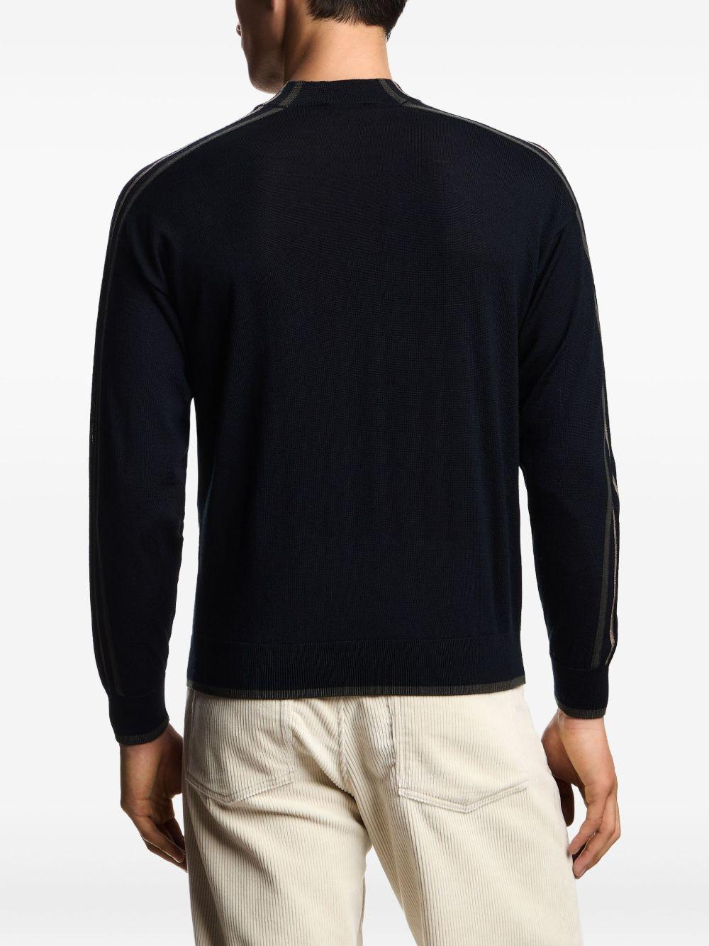 Maglione blu navy con dettagli a righe EM002423AF14199 FB070 EMPORIO ARMANI
