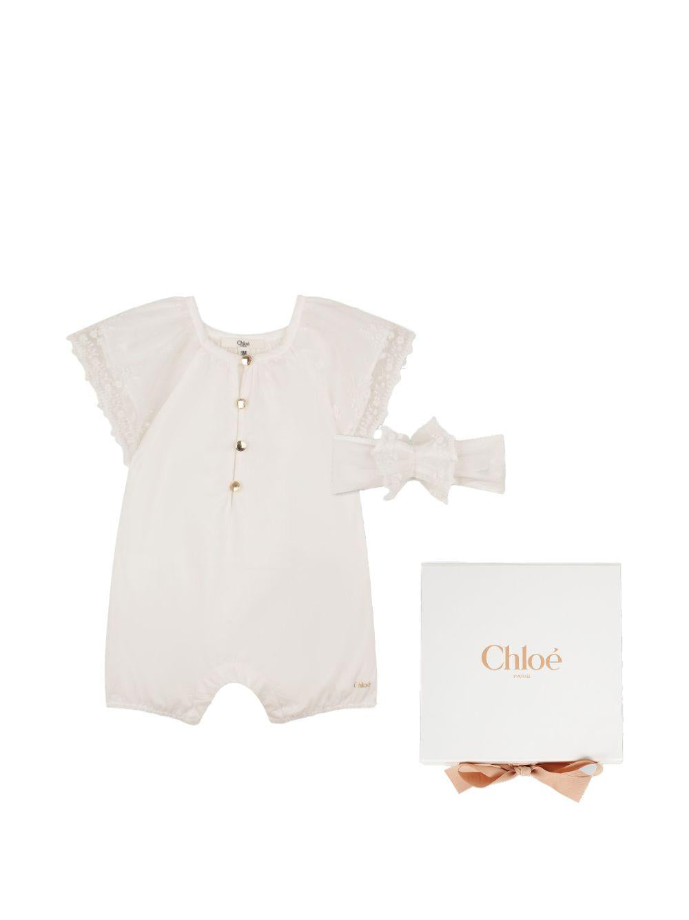 Set tutina e fascia con pizzo panna C20928 117 CHLOE KIDS