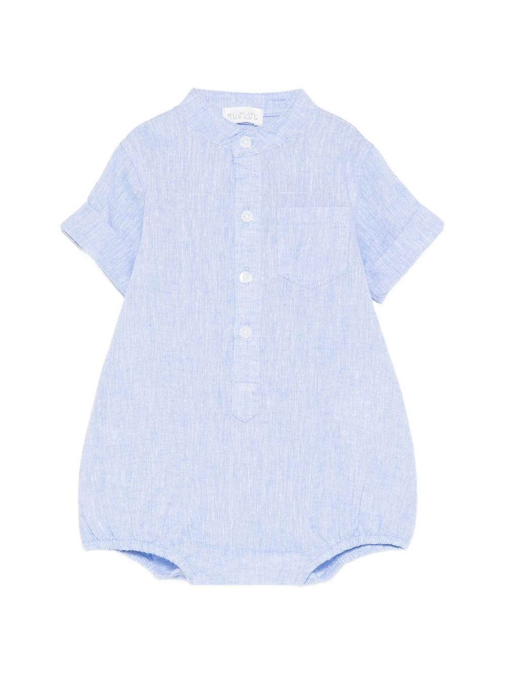 Pagliaccetto in lino e cotone con maniche corte E26172 AZZURRO NANAN KIDS