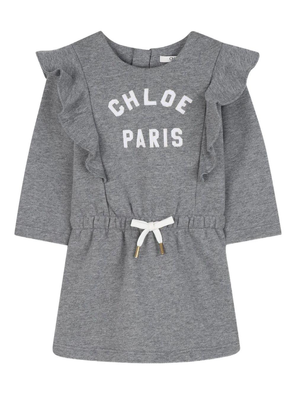 Abito con Logo Stampato e Dettagli con Ruches C20712 A46 CHLOE KIDS