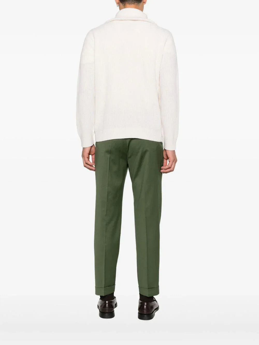 Maglione panna a intreccio con collo alto - Preludio Moda