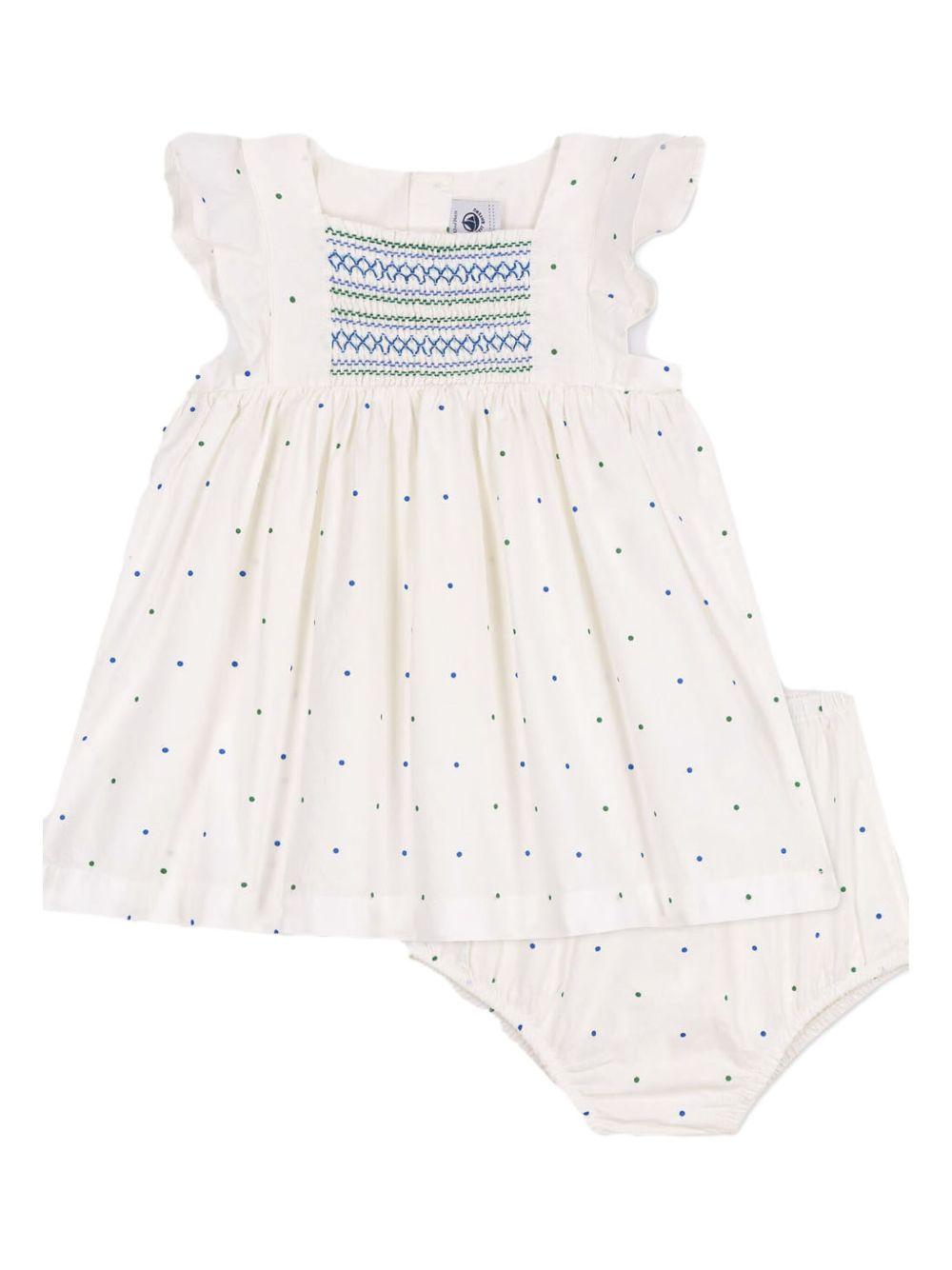 Completo avorio con pois e ricami A0CD5 01 PETIT BATEAU KIDS