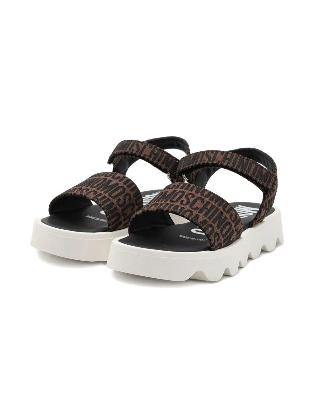 Sandalo marrone logo all-over - Preludio Moda