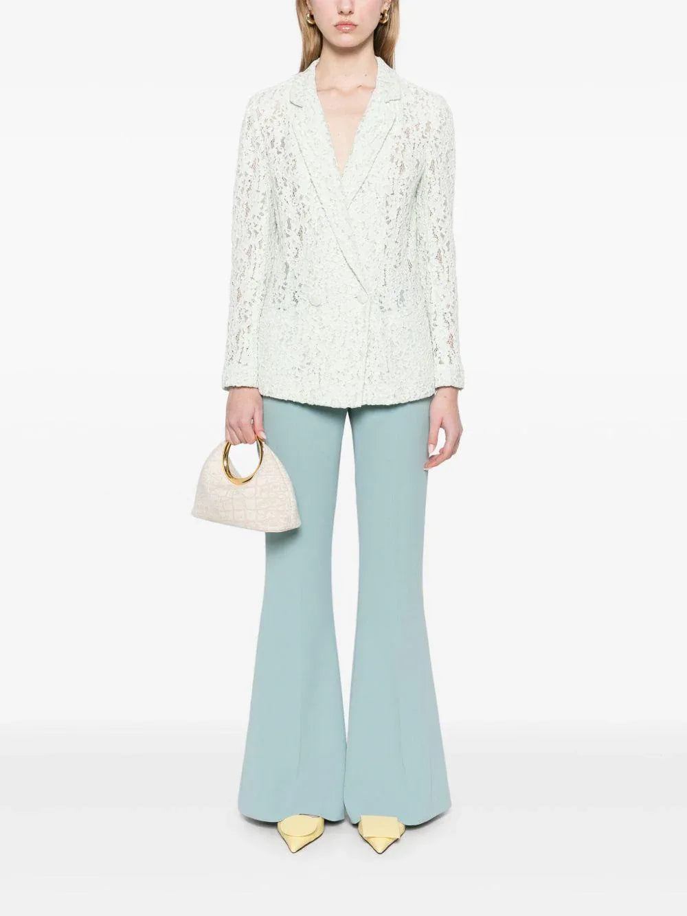 Giacca blazer in pizzo floreale verde acqua - Preludio Moda