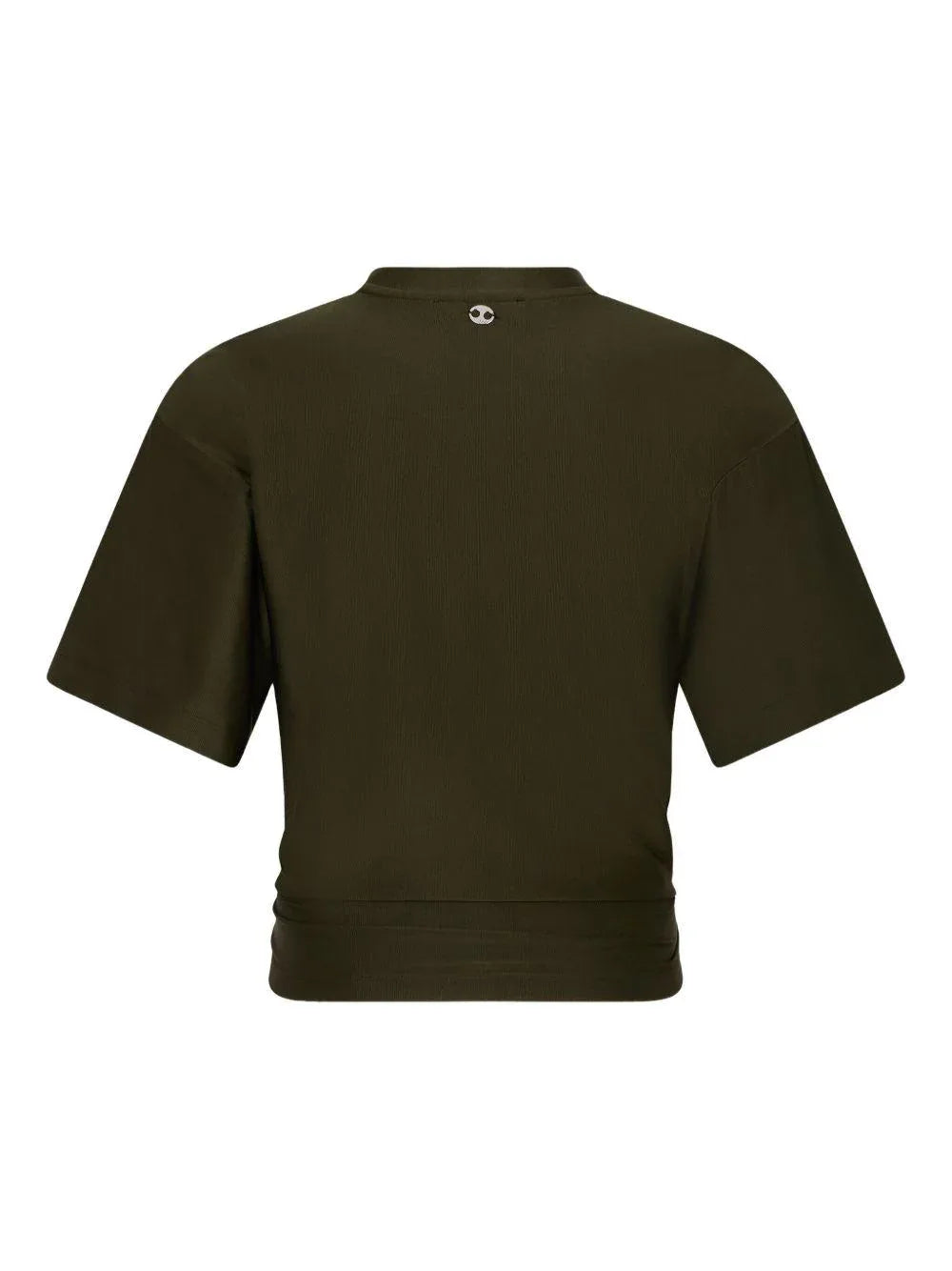 T-shirt crop kaki con dettaglio anello - Preludio Moda