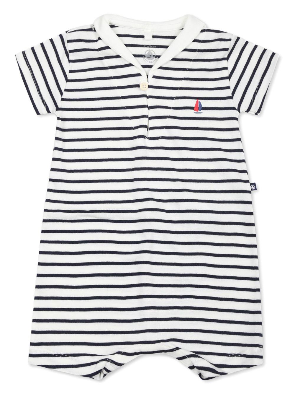Tutina bianca e blu a righe A0CG2 01 PETIT BATEAU KIDS