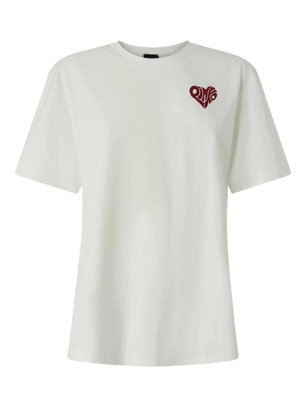 T-shirt in cotone con cuore 105526A33I ZR2 PINKO