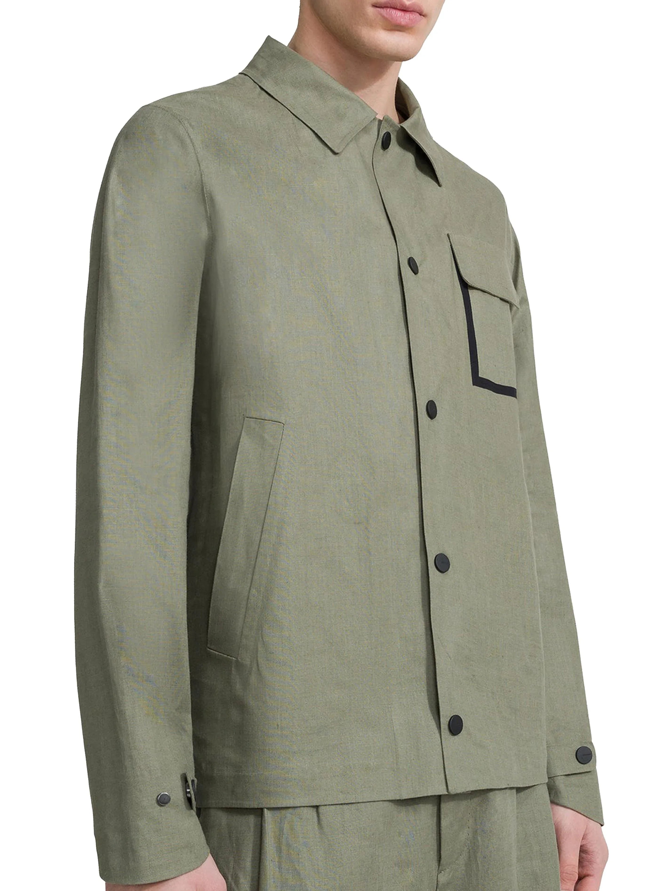 Terzilino Overshirt Jkt verde salvia lino - Preludio Moda