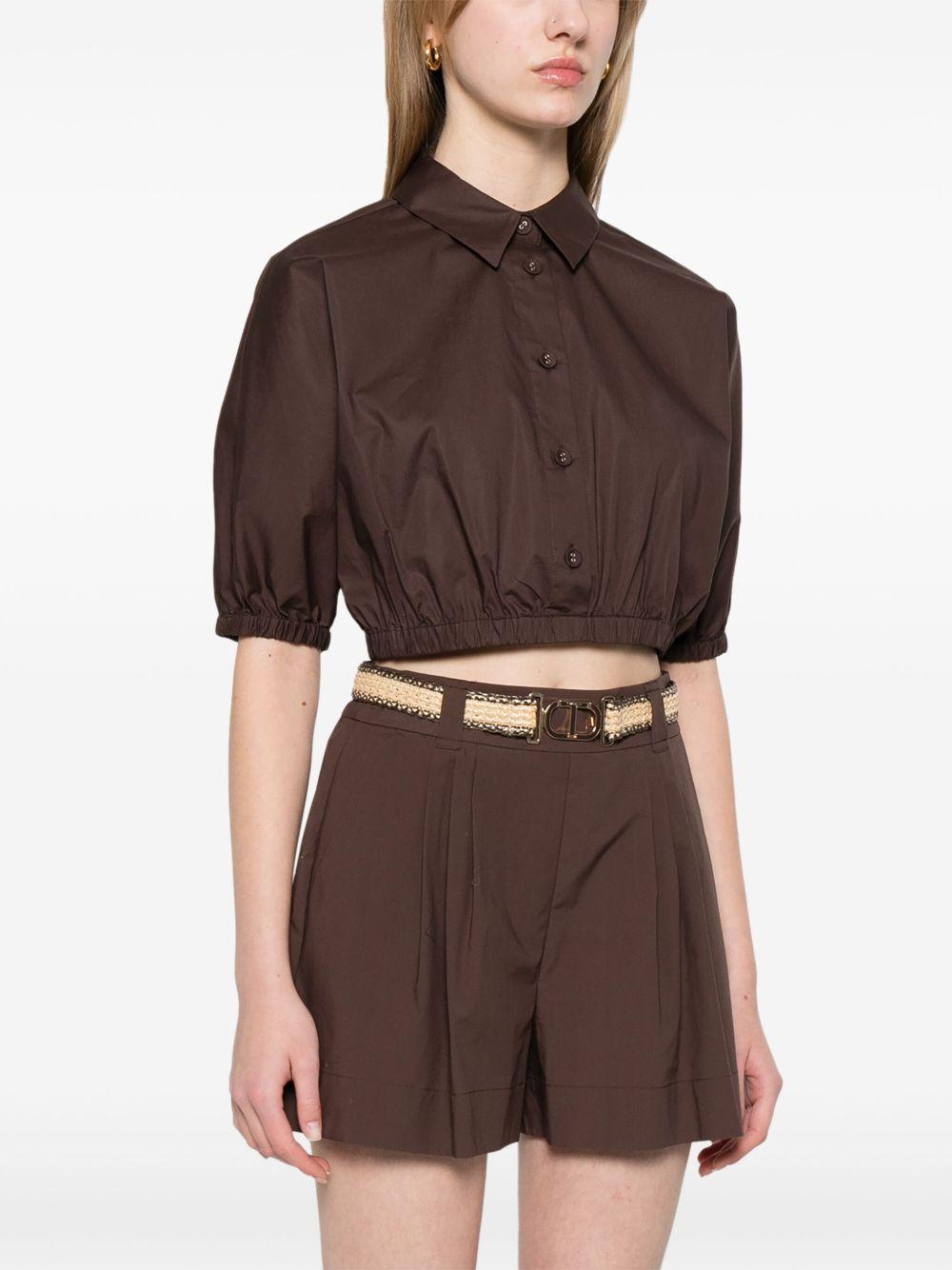 Camicia crop caffè