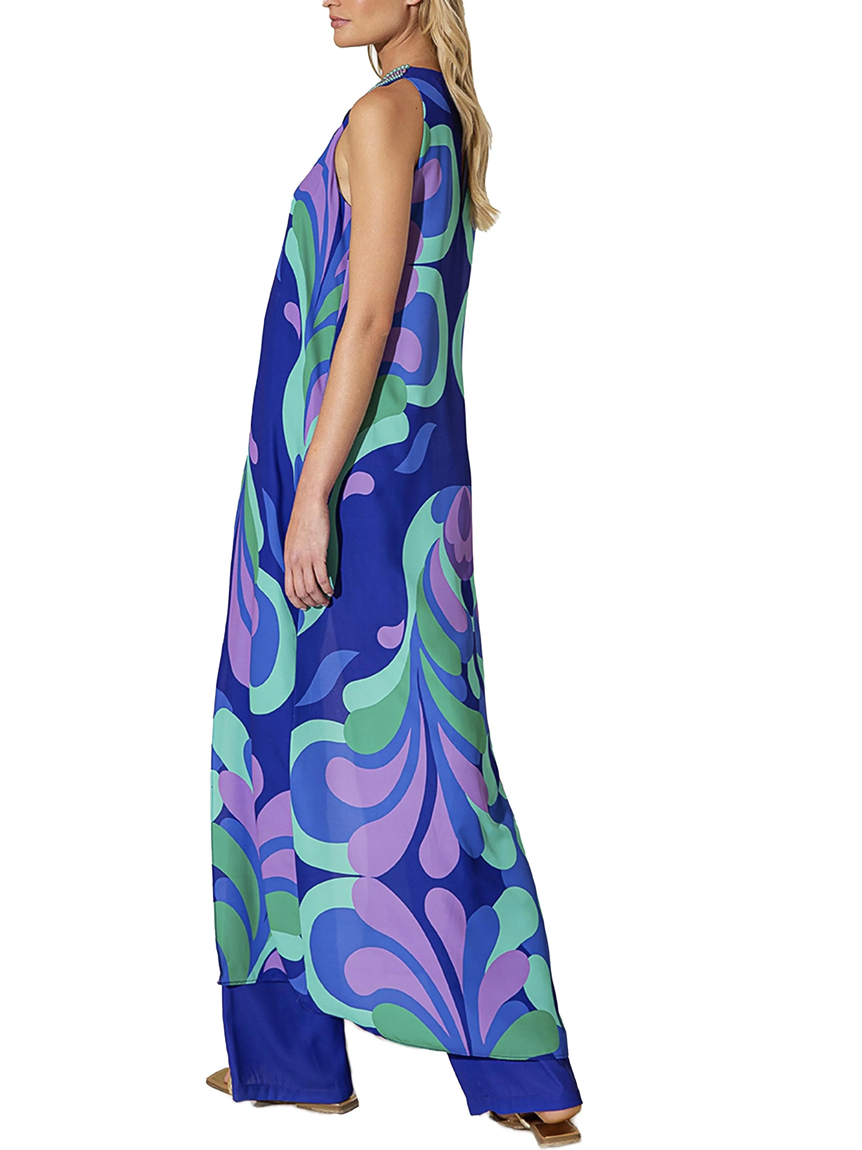 Completo viola con top fantasia - Preludio Moda