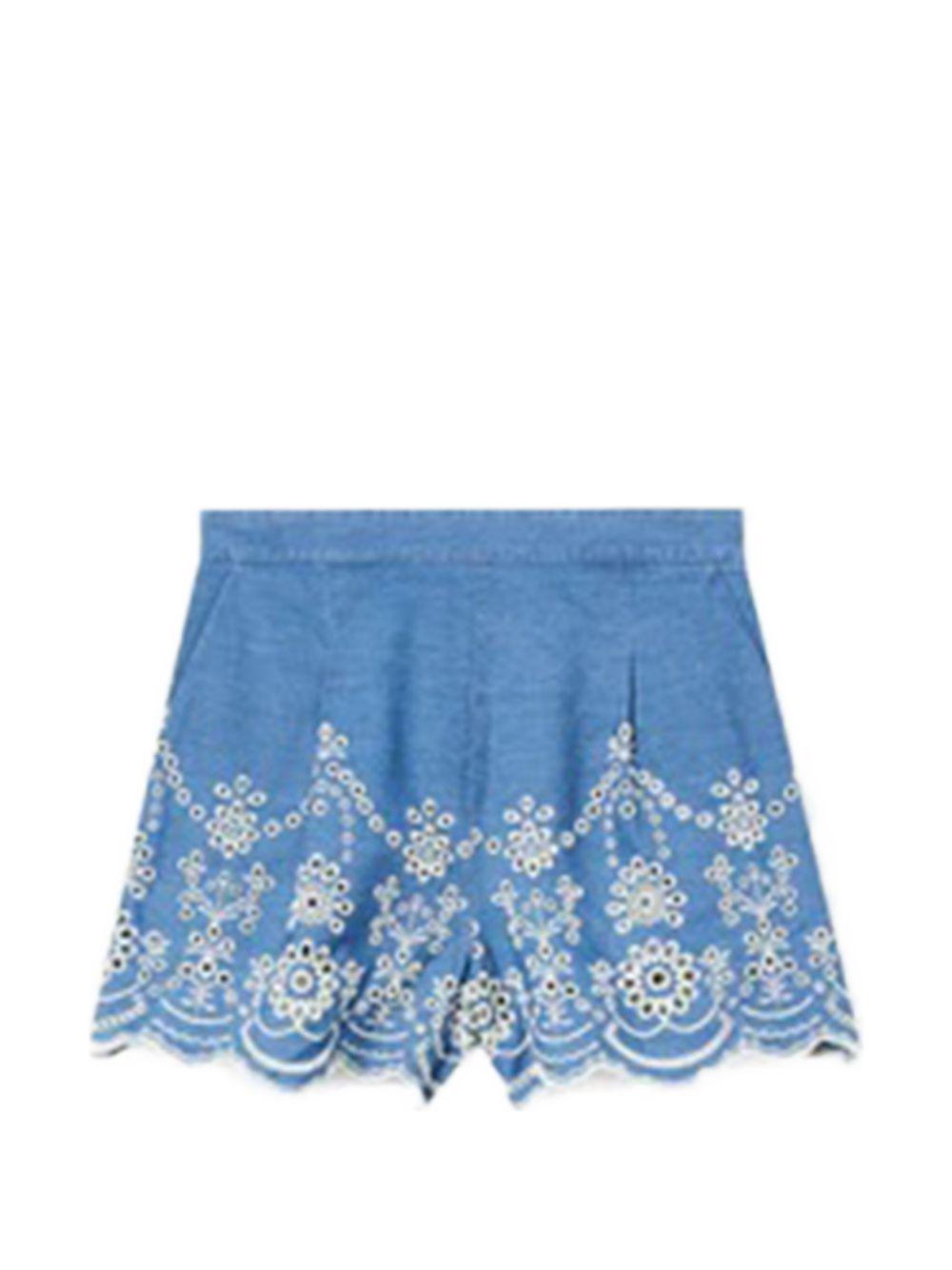 Shorts in chambray con ricamo inglese AMN0001 00473L MC2 SAINT BARTH