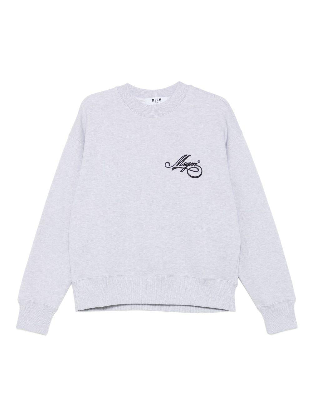 Felpa grigia in cotone con logo ricamato 3941MDM80257793 95 MSGM