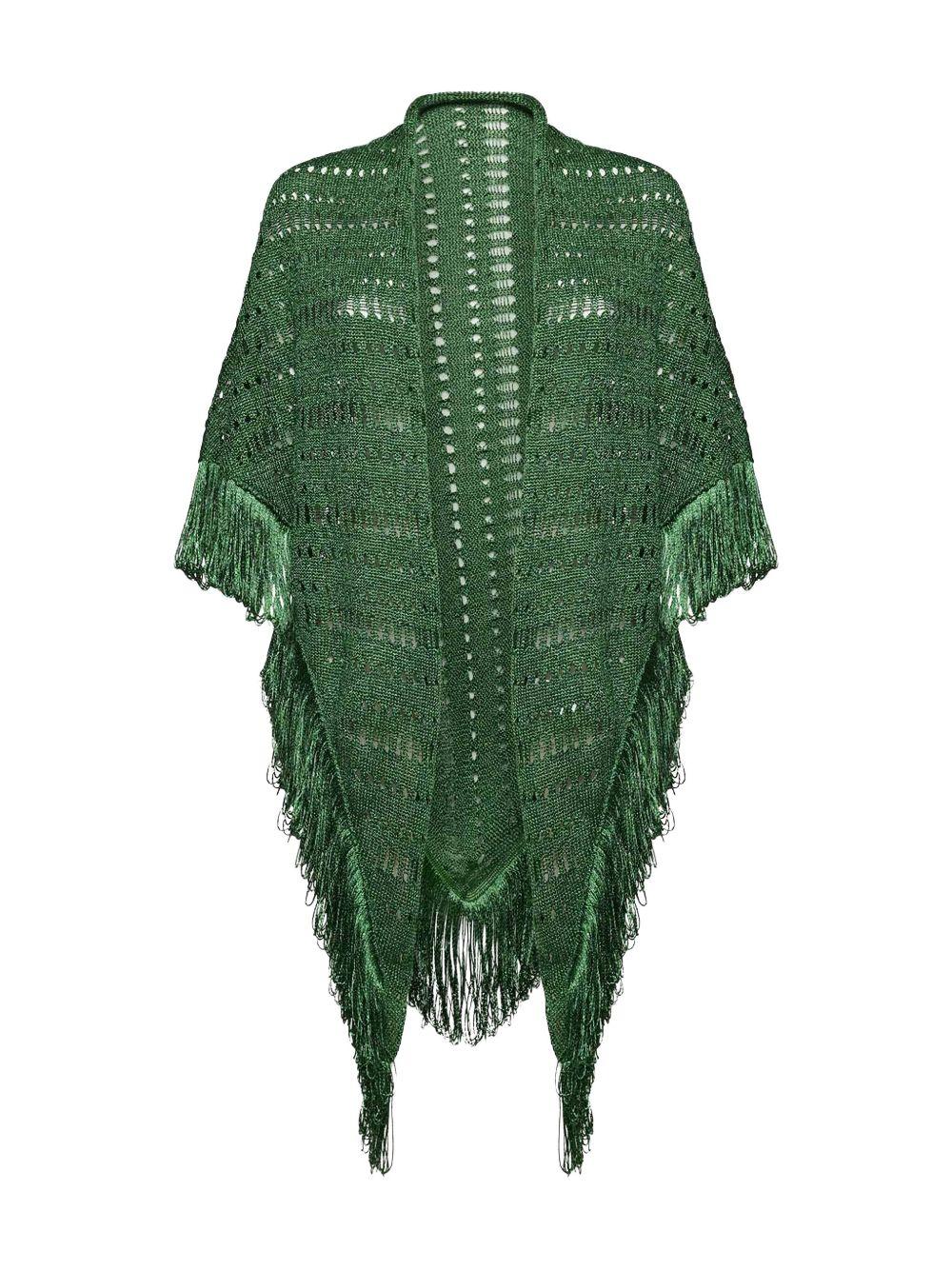 Scialle verde in lurex maxi frange P25CPSLO0401 V0723 SIMONA CORSELLINI