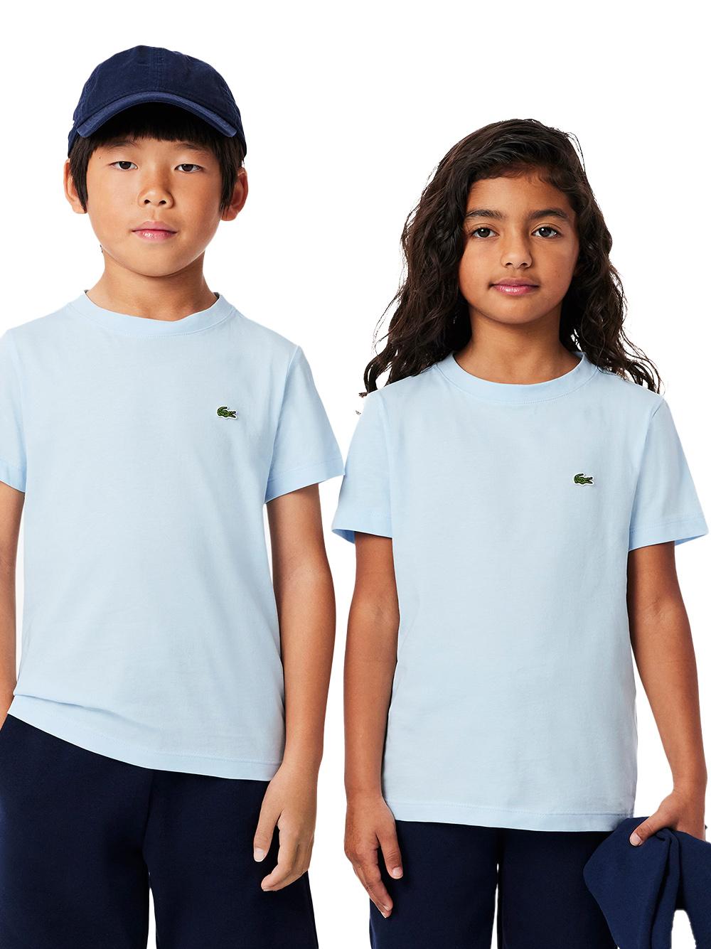 T-shirt celeste polvere logo ricamo TJ1122 T01 LACOSTE KIDS