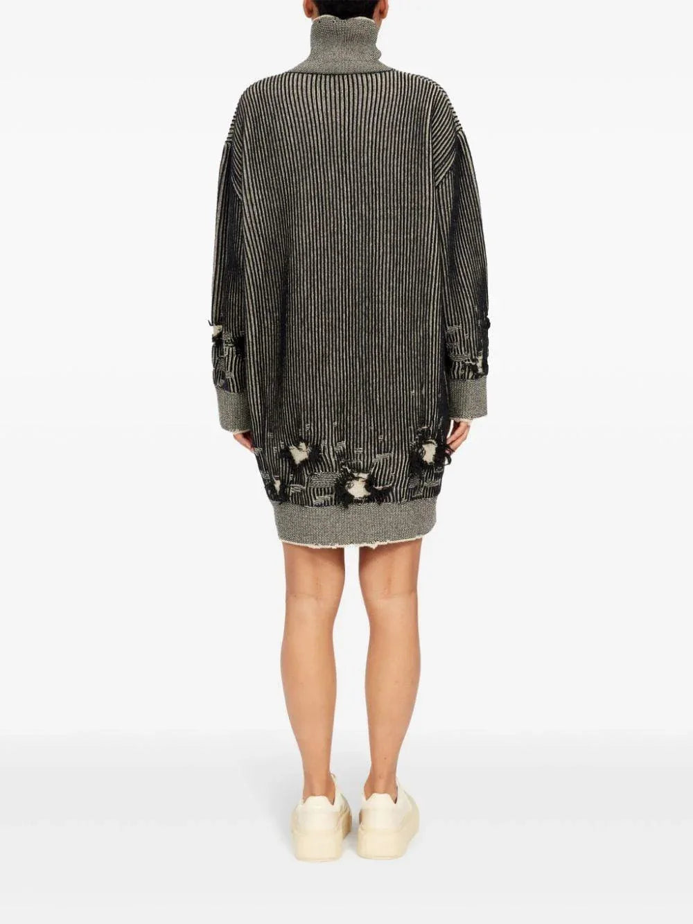 Abito a coste dettagli con strappi lana - Preludio Moda