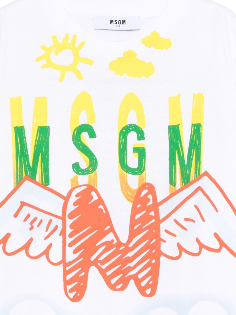 T-shirt con stampa logo multicolor S6MSJBTH233 001 MSGM KIDS