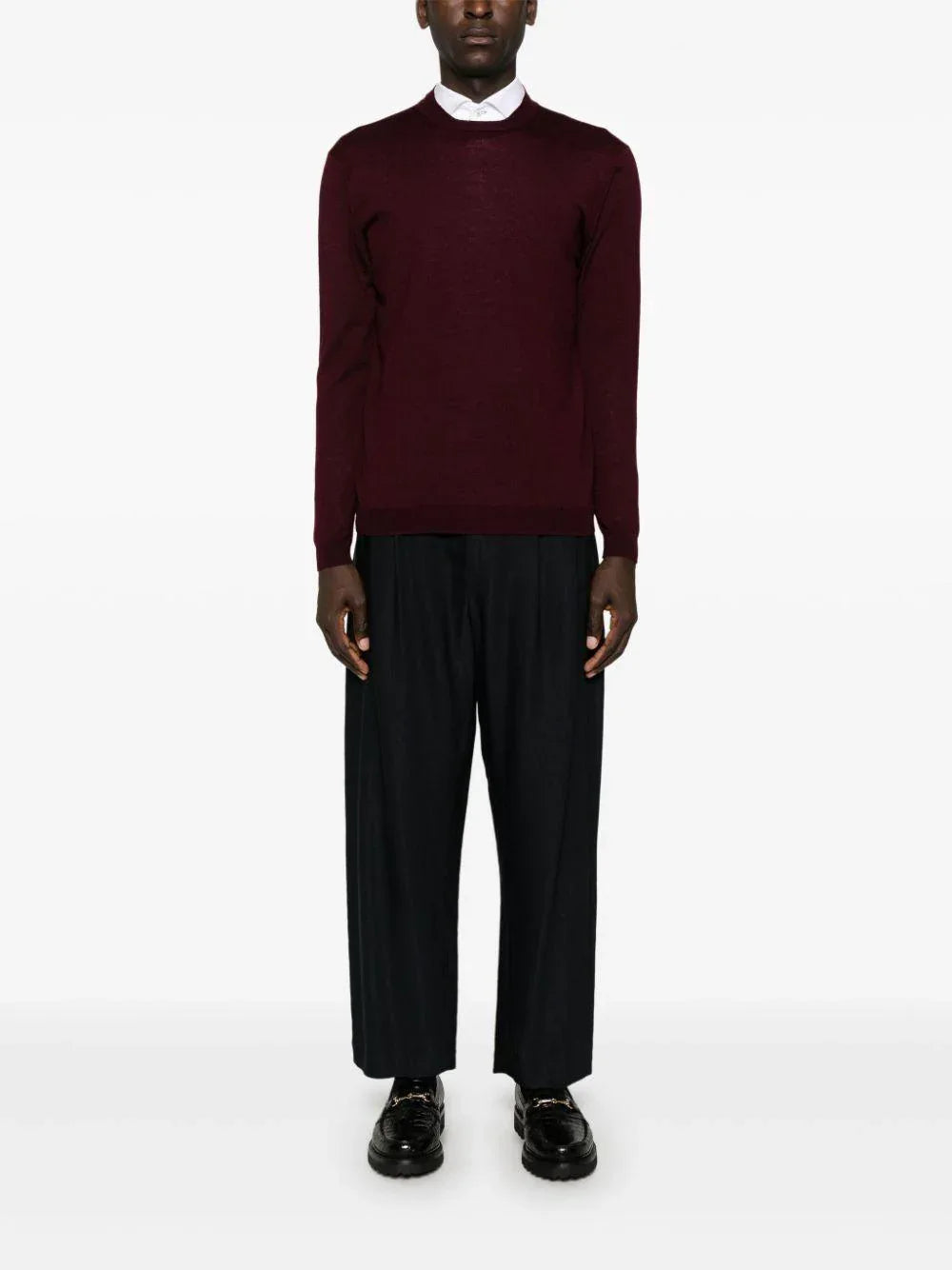 Maglione k139 bordeaux in maglia fine lana - Preludio Moda