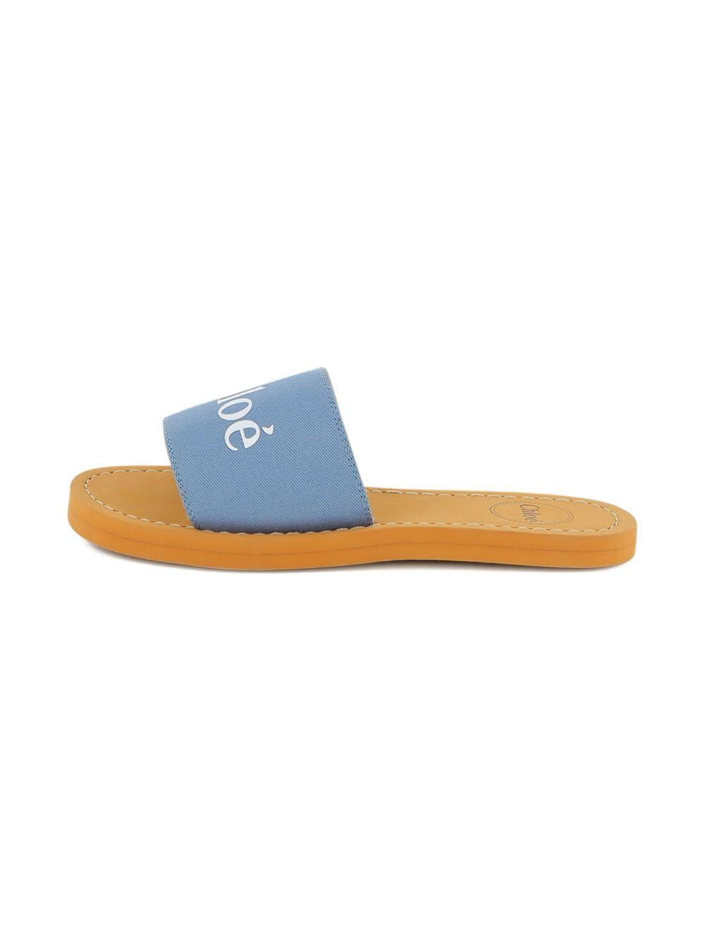 Ciabattine in tela di cotone con logo C20881 821 CHLOE KIDS